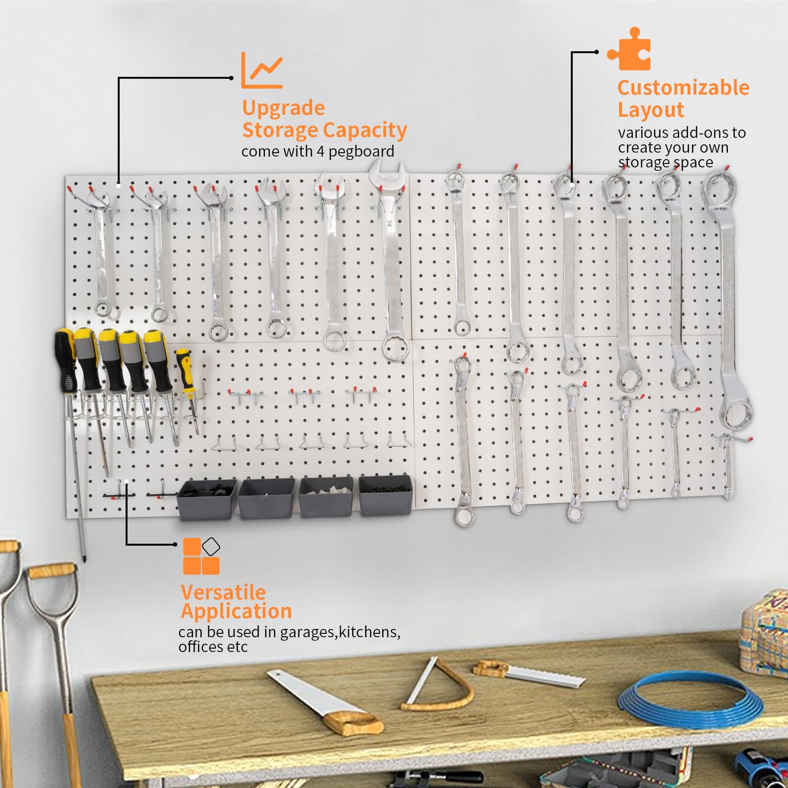 Amazon.com: Peg Board for Wall 48x24 inch with 63 Pcs Hooks
